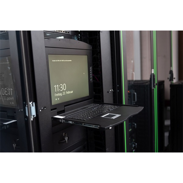 DIGITUS DS-72221-2UK 1U 19" 8xVGA HD LCD moduláris KVM konzol Angol billentyűzettel touchpaddal