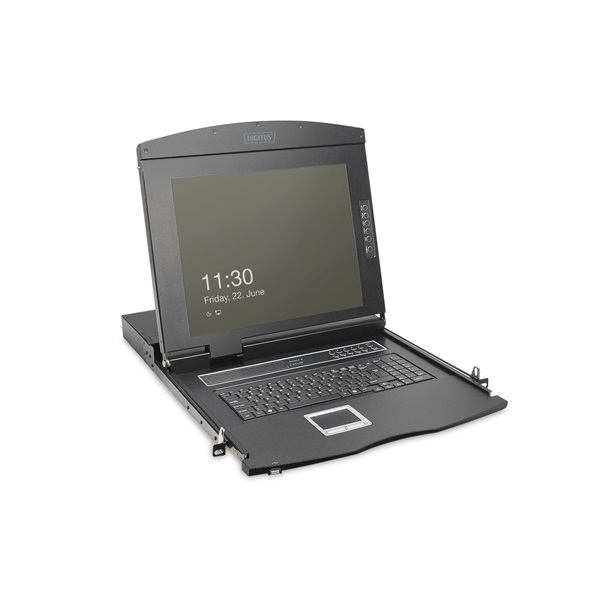 DIGITUS DS-72221-3UK 1U 19" 16xVGA HD LCD moduláris KVM konzol Angol billentyűzettel touchpaddal