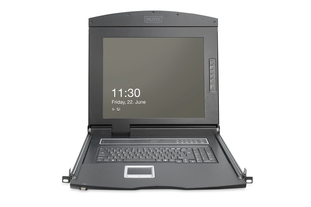 DIGITUS DS-72221-4UK 1U 19" 8xCat.5 HD LCD moduláris KVM konzol Angol billentyűzettel touchpaddal
