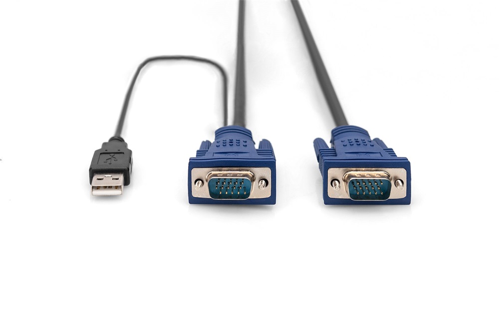 DIGITUS D-Sub15 1 x USB 2.0/M VGA KVM kábel 3m