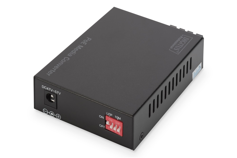DIGITUS Gigabit PoE+ SM (RJ45-SC) 30W média konverter