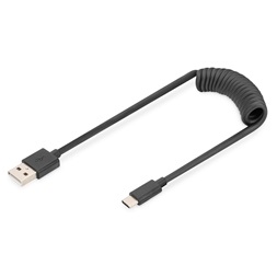 DIGITUS High Speed 2.0 USB type A - USB Type-C Spirálkábel 1m