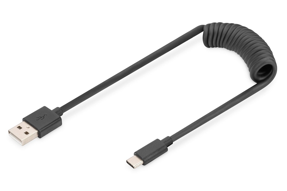 DIGITUS High Speed 2.0 USB type A - USB Type-C Spirálkábel 1m