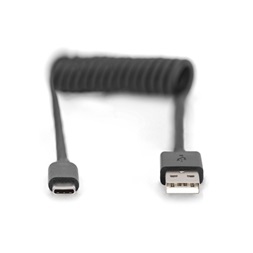DIGITUS High Speed 2.0 USB type A - USB Type-C Spirálkábel 1m