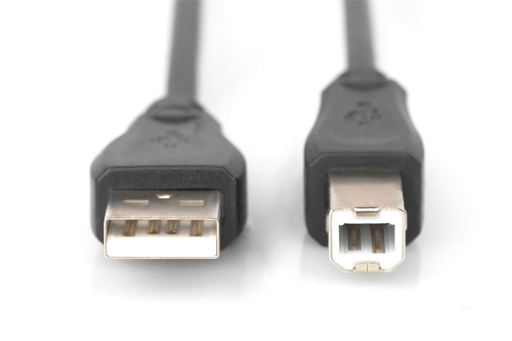 DIGITUS High Speed 2.0 USB type-B - USB type A CU árnyékolt fekete kábel 1,8m