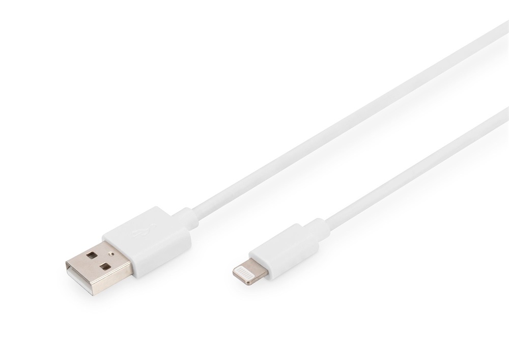 DIGITUS High Speed USB-A 2.0 aranyozott Lightning fehér töltőkábel 1m