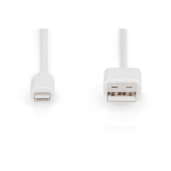 DIGITUS High Speed USB-A 2.0 aranyozott Lightning fehér töltőkábel 1m