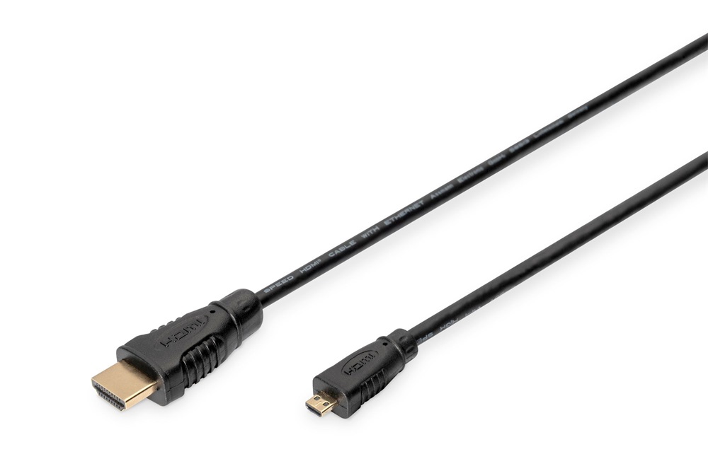 DIGITUS High Speed UHD 4K 3D 30Hz aranyozott Ethernet HDMI 1.4 - type D Micro usb kábel 1m