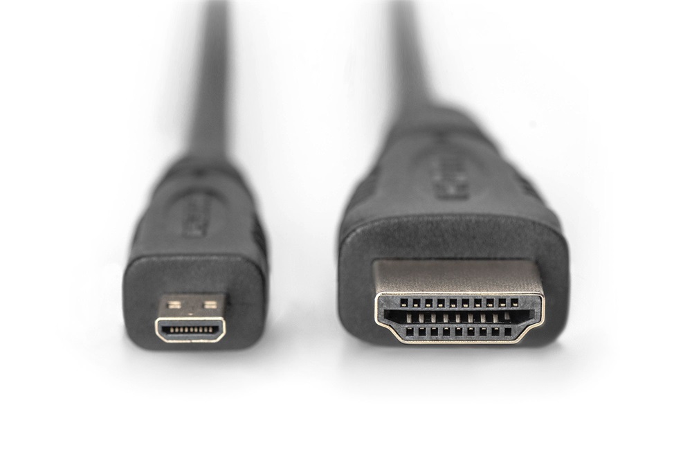 DIGITUS High Speed UHD 4K 3D 30Hz aranyozott Ethernet HDMI 1.4 - type D Micro usb kábel 1m