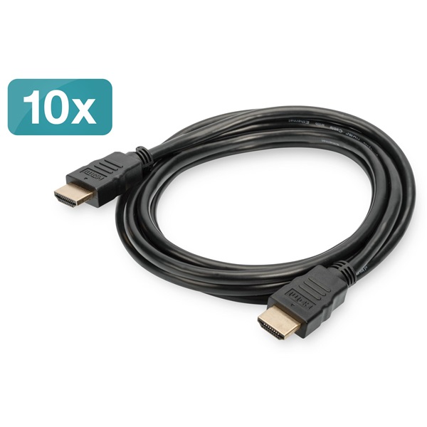DIGITUS High Speed UHD 4K 3D 60Hz 2.0 aranyozott Ethernet HDMI kábel 2m 10db/csomag