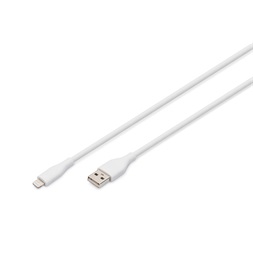 DIGITUS High Speed USB-A 2.0 Lightning fehér szilikon töltőkábel 1m