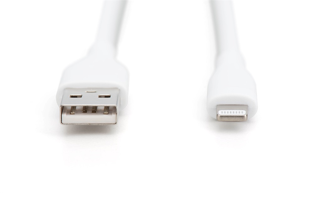 DIGITUS High Speed USB-A 2.0 Lightning fehér szilikon töltőkábel 2m