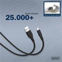DIGITUS High Speed USB-A 2.0 Lightning fekete szilikon töltőkábel 1m