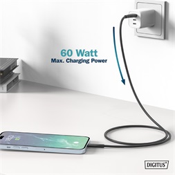 DIGITUS High Speed USB-A 2.0 - USB type-C szilikon kábel 2m