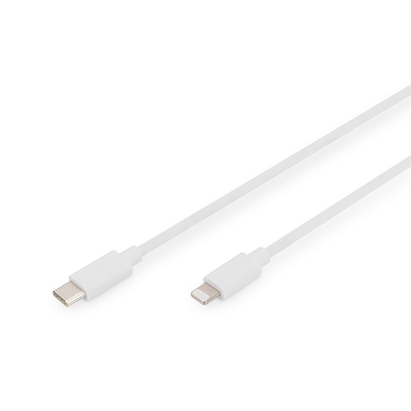 DIGITUS Power Delivery 2.0 USB type-C - Lightning fehér gyorstöltő kábel 1m