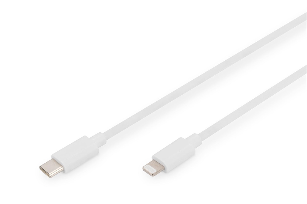 DIGITUS Power Delivery 2.0 USB type-C - Lightning fehér gyorstöltő kábel 1m
