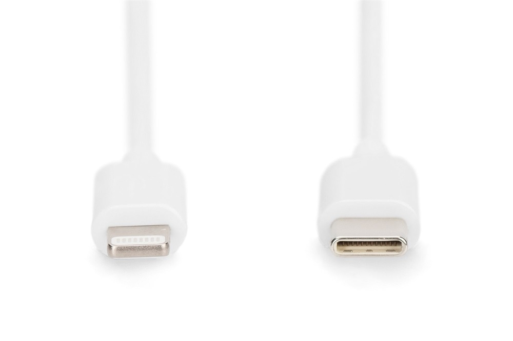 DIGITUS Power Delivery 2.0 USB type-C - Lightning fehér gyorstöltő kábel 2m