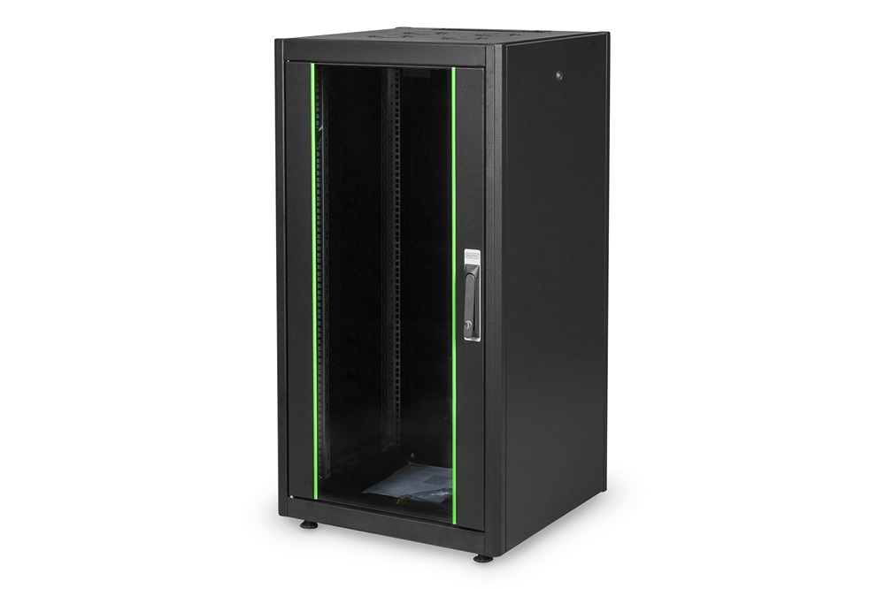 DIGITUS Rack Dynamic Basic 19" 22U 600x600mm üvegajtós fekete álló rack szekrény