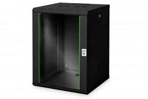 DIGITUS Rack Unique 19" 16U 820x600x600mm üvegajtós fekete fali rack szekrény