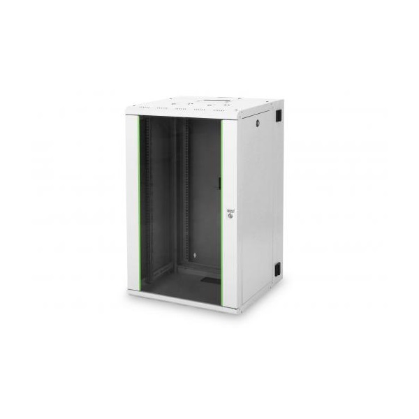 DIGITUS Rack Unique 19" 20U 998x600x600mm kétrészes üvegajtós szürke fali rack szekrény