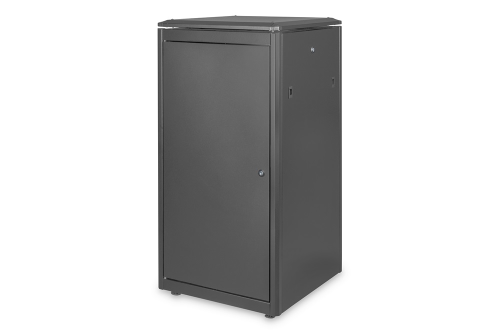 DIGITUS Rack Unique 19" 22U 1164x600x600mm üvegajtós fekete álló rack szekrény