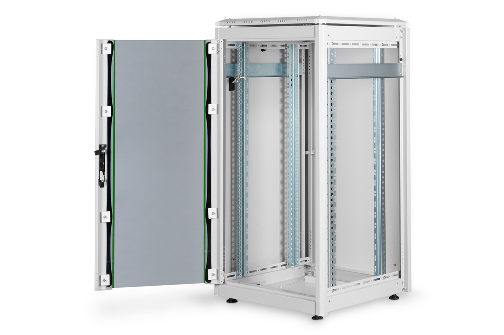 DIGITUS Rack Unique 19" 22U 1164x600x600mm üvegajtós szürke álló rack szekrény
