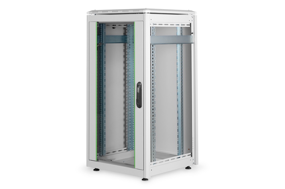 DIGITUS Rack Unique 19" 22U 1164x600x600mm üvegajtós szürke álló rack szekrény