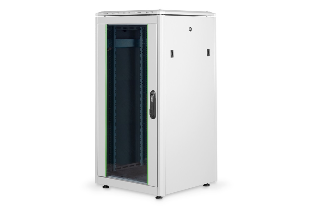 DIGITUS Rack Unique 19" 22U 1164x600x600mm üvegajtós szürke álló rack szekrény