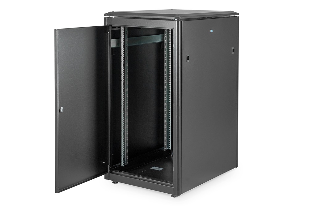 DIGITUS Rack Unique 19" 22U 1164x600x800mm üvegajtós fekete álló rack szekrény