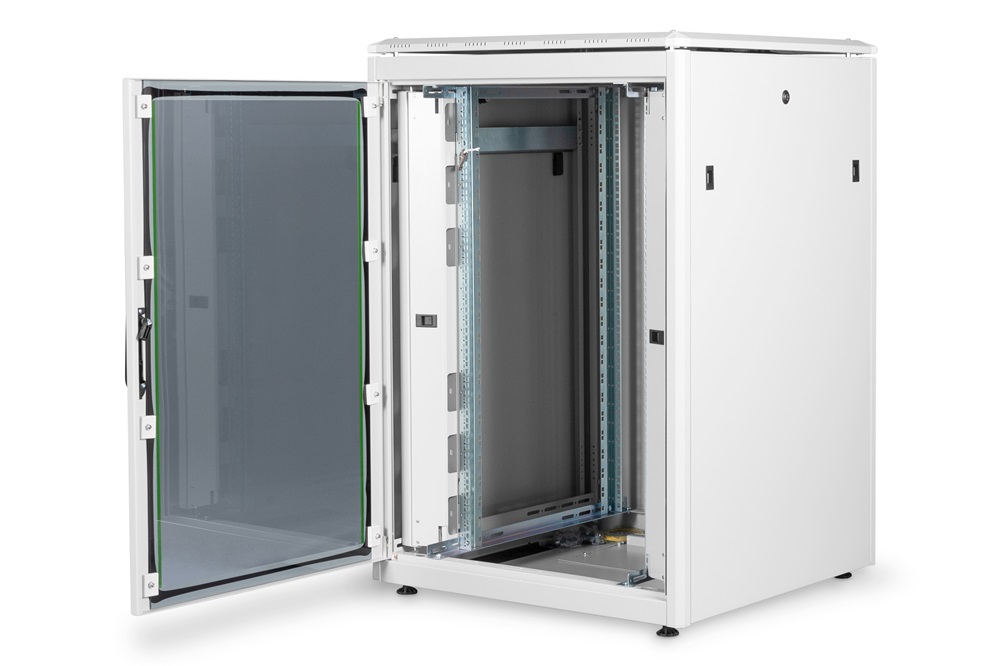 DIGITUS Rack Unique 19" 22U 1164x800x800mm üvegajtós szürke álló rack szekrény