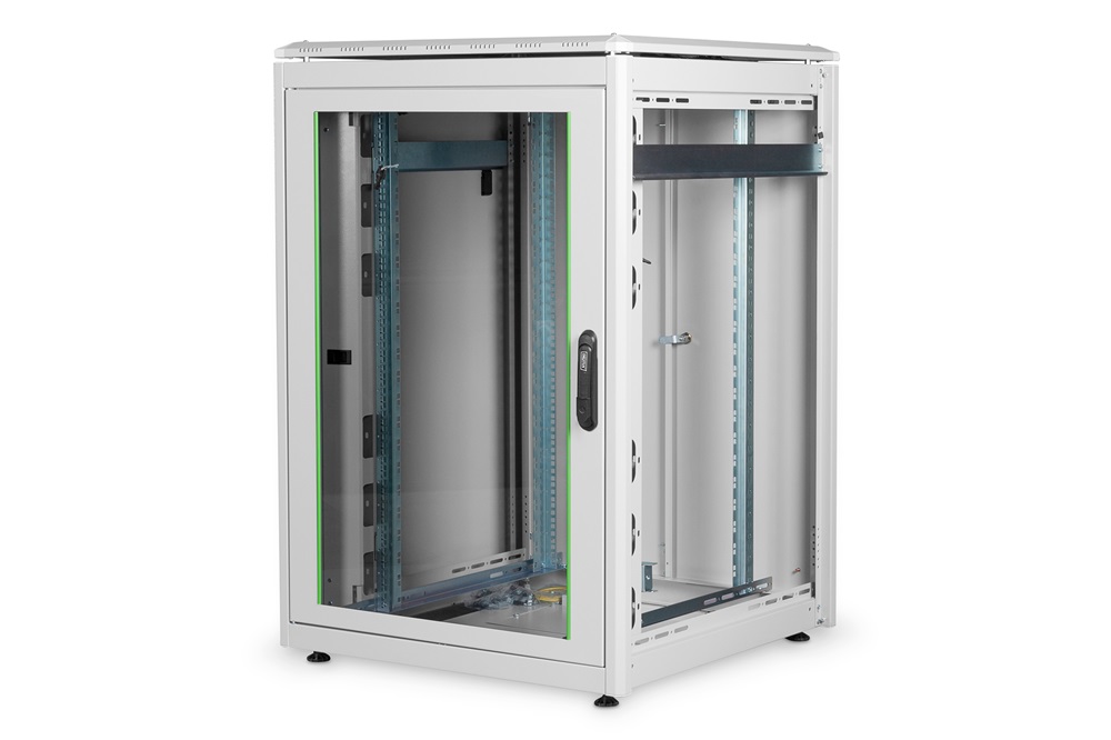 DIGITUS Rack Unique 19" 22U 1164x800x800mm üvegajtós szürke álló rack szekrény