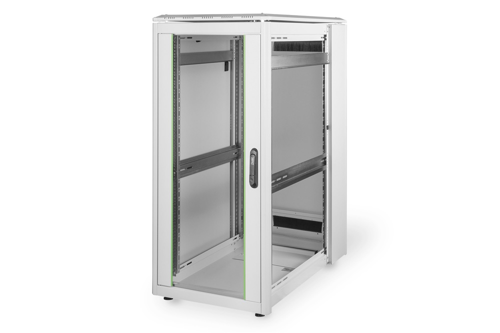 DIGITUS Rack Unique 19" 26U 1342x600x1000mm üvegajtós szürke álló rack szekrény