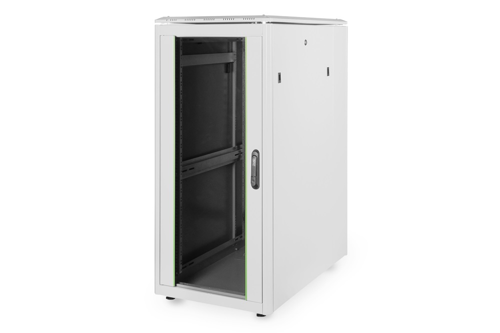 DIGITUS Rack Unique 19" 26U 1342x600x1000mm üvegajtós szürke álló rack szekrény