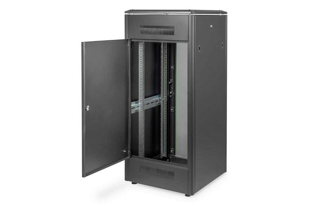 DIGITUS Rack Unique 19" 26U 1342x600x600mm üvegajtós fekete álló rack szekrény