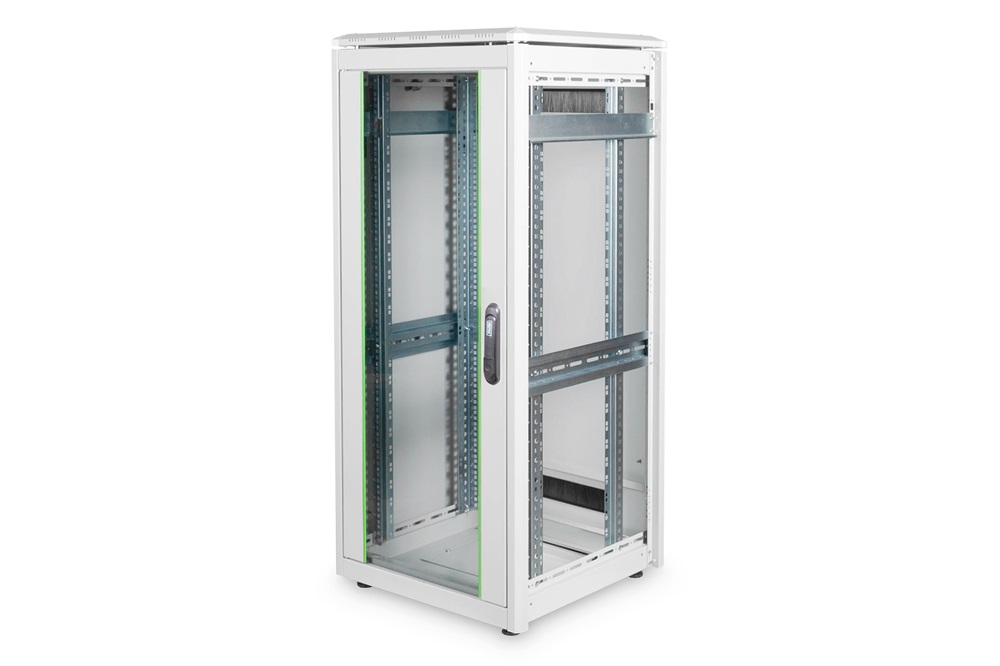 DIGITUS Rack Unique 19" 26U 1342x600x600mm üvegajtós szürke álló rack szekrény