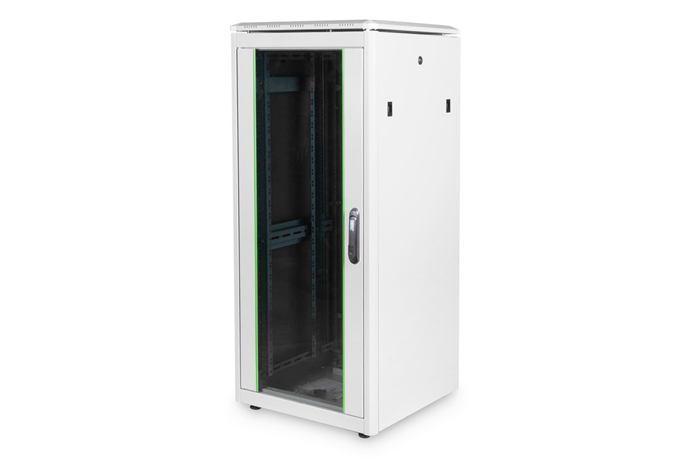 DIGITUS Rack Unique 19" 26U 1342x600x600mm üvegajtós szürke álló rack szekrény