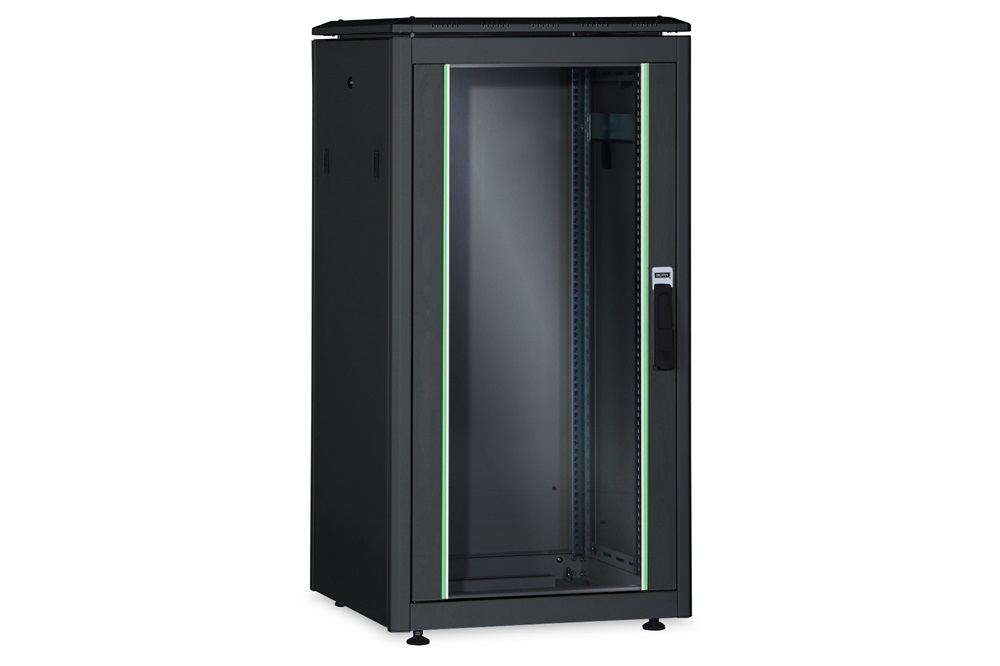 DIGITUS Rack Unique 19" 26U 1342x800x1000mm üvegajtós fekete álló rack szekrény