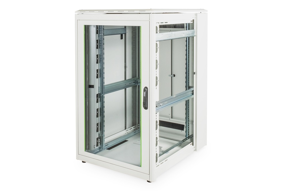 DIGITUS Rack Unique 19" 26U 1342x800x1000mm üvegajtós szürke álló rack szekrény
