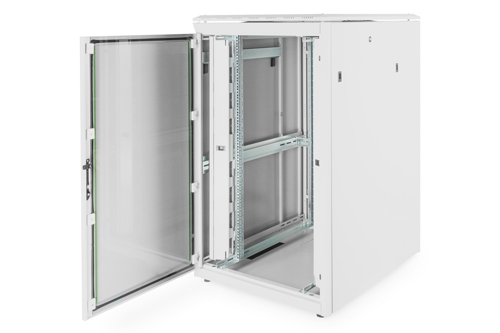 DIGITUS Rack Unique 19" 26U 1342x800x1000mm üvegajtós szürke álló rack szekrény