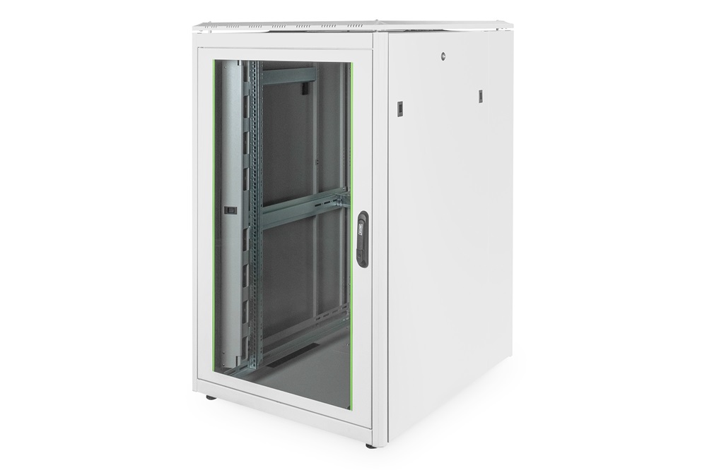 DIGITUS Rack Unique 19" 26U 1342x800x1000mm üvegajtós szürke álló rack szekrény