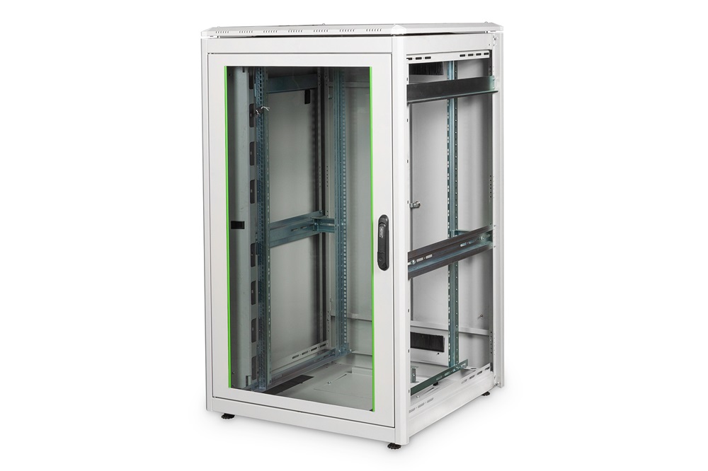DIGITUS Rack Unique 19" 26U 1342x800x800mm üvegajtós szürke álló rack szekrény