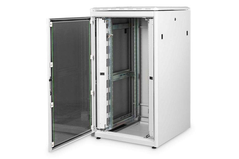 DIGITUS Rack Unique 19" 26U 1342x800x800mm üvegajtós szürke álló rack szekrény
