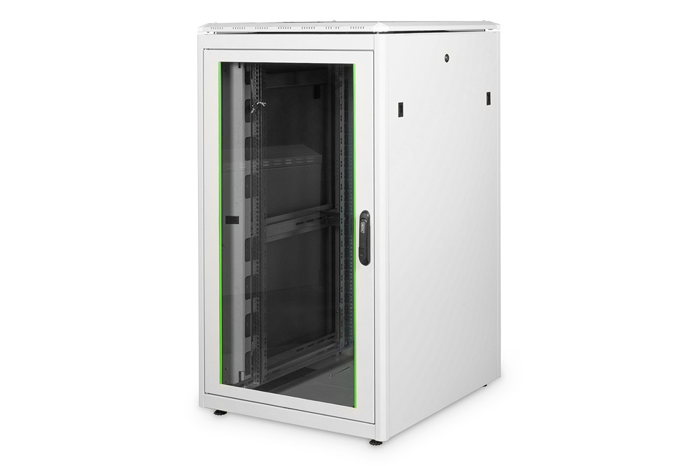 DIGITUS Rack Unique 19" 26U 1342x800x800mm üvegajtós szürke álló rack szekrény