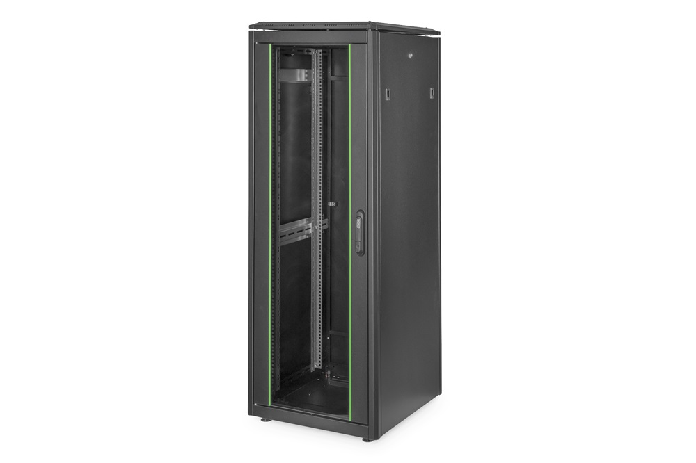 DIGITUS Rack Unique 19" 32U 1609x600x600mm üvegajtós fekete álló rack szekrény