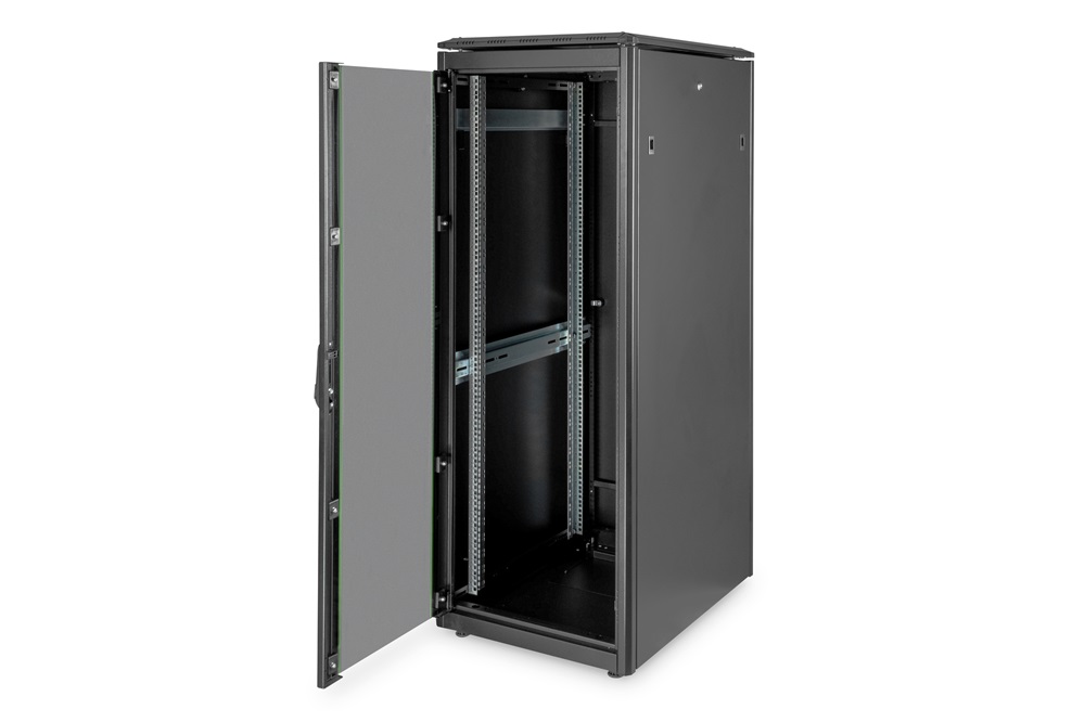 DIGITUS Rack Unique 19" 32U 1609x600x800mm üvegajtós fekete álló rack szekrény