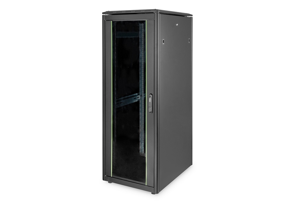 DIGITUS Rack Unique 19" 32U 1609x600x800mm üvegajtós fekete álló rack szekrény