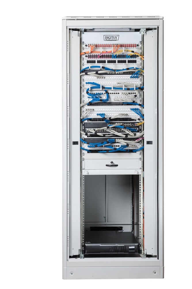 DIGITUS Rack Unique 19" 32U 1609x800x800mm üvegajtós szürke álló rack szekrény