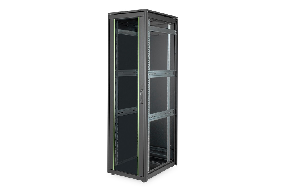 DIGITUS Rack Unique 19" 42U 2053x600x800mm üvegajtós fekete álló rack szekrény