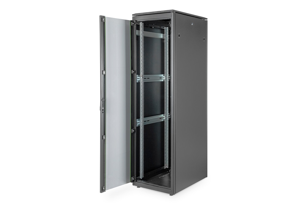 DIGITUS Rack Unique 19" 42U 2053x600x800mm üvegajtós fekete álló rack szekrény