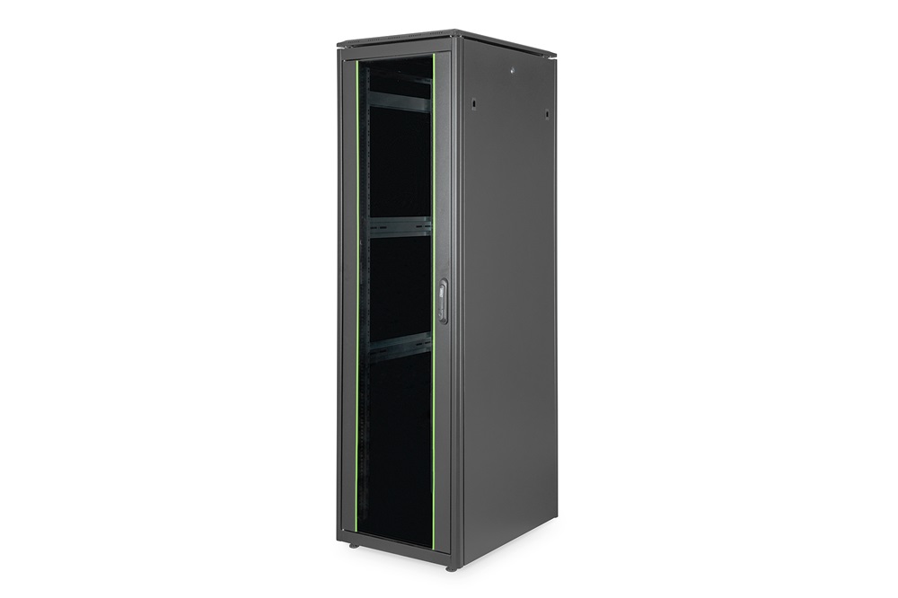 DIGITUS Rack Unique 19" 42U 2053x600x800mm üvegajtós fekete álló rack szekrény